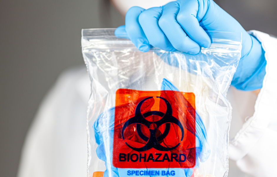 Biohazardous specimen bag